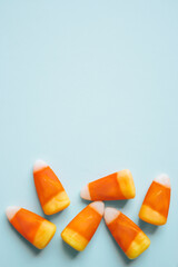 Veritcal blue background with Candy Corns
