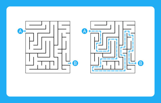 Game children's labyrinth for the development of mental thinking. Maze game with entry and exit.