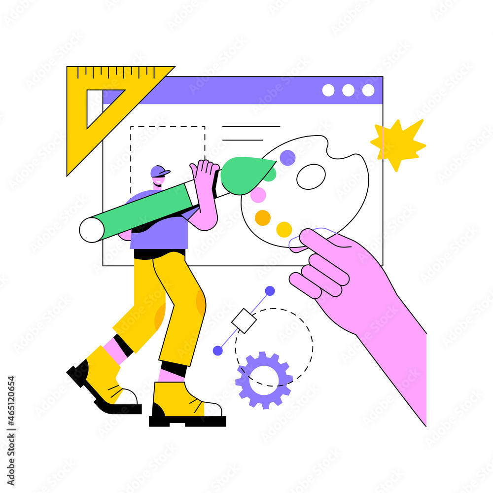 Poster ui and ux design abstract concept vector illustration. mobile app ui design, website ux, user interf