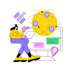 Global web connection abstract concept vector illustration. Global network communication, satellite connection system, internet, GPS technology, social media, fast data transfer abstract metaphor.