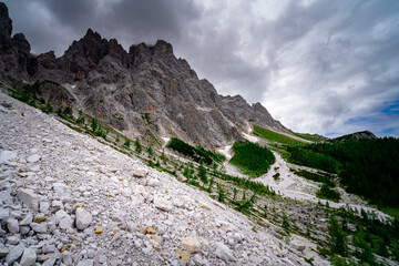 Hiking to the Rotwand Meadows in  South Tyrol.