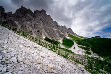 Hiking to the Rotwand Meadows in  South Tyrol.