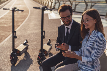 Walk on an electric scooter