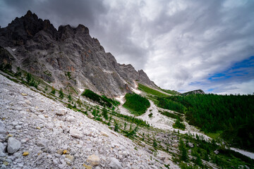 Hiking to the Rotwand Meadows in  South Tyrol.
