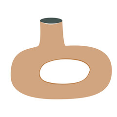 Modern abstract circle shaped vase with cut out middle isolated on white background.A container for flowers in a minimalistic style. Vector illustration