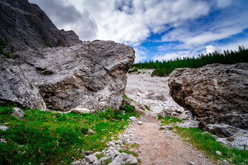 Hiking to the Rotwand Meadows in  South Tyrol.