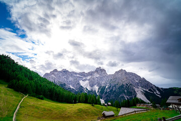 Fototapeta na wymiar Hiking to the Rotwand Meadows in South Tyrol.