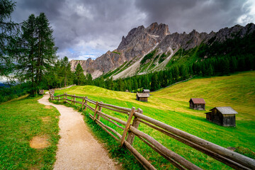 Obraz na płótnie Canvas Hiking to the Rotwand Meadows in South Tyrol.