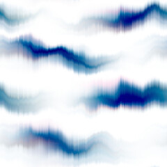 Wavy summer dip dye boho background. Wet ombre color blend for beach swimwear, trendy fashion print. Dripping wave digital watercolor swirl effect. High resolution seamless pattern art material. © Nautical