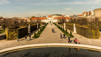Belvedere Palace in baroque style consisting of two parts on Landstrasse, Vienna, Austria - obrazy, fototapety, plakaty