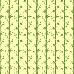 Bamboo stem seamless pattern Green leaves Vector illustration Print on paper, fabric, ceramic 