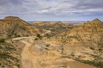 Road arid landscape Alcubierre mountains
