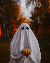 Ghost. Autumn. Halloween photography