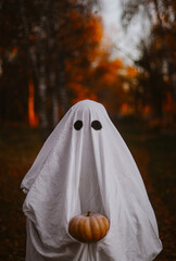 Ghost. Autumn. Halloween photography
