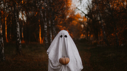 Ghost. Autumn. Halloween photography