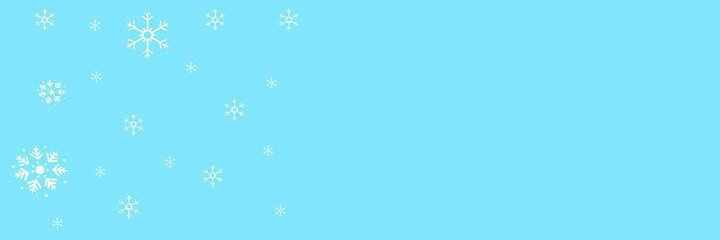 White snowflakes. Fluffy snow in winter. On a blue background. Card. Merry Christmas.