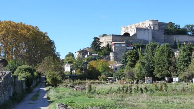 A view of the small village of Grignan. October 2021, France.