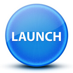 Launch eyeball glossy elegant blue round button abstract