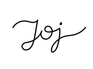 Joy - freehand monoline drawn text. Minimalist vector isolated on white background.
