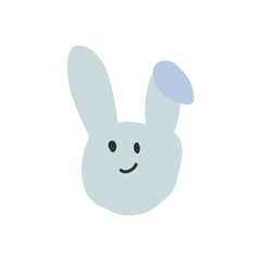 Cute minimalist childish freehand rabbit illustration. Simple and trendy character. Vector isolated on white background.