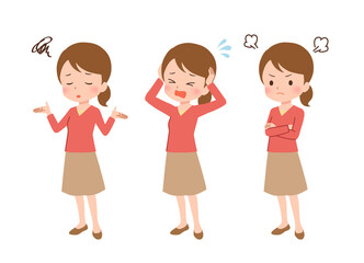 色々なポーズの私服の女性のイラスト