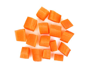 Carrot slices isolated on white background. Top view