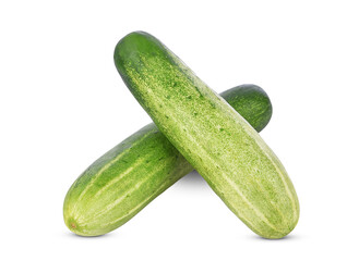 Whole cucumber isolated on white background.