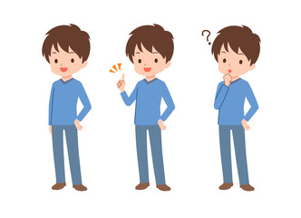 色々なポーズの私服の男性のイラスト