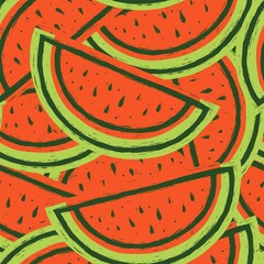 Watermelon. Fruits background. Food pattern. Vector fruits