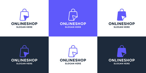 set of online shop, market logo design collection