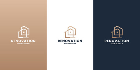 home renovation logo design. real estate renovation, property, architect logo.