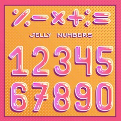 Vector numbers set. Honey numbers. Jelly numbers vector clipart.