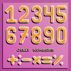 Vector numbers set. Honey numbers. Jelly numbers vector illustration.