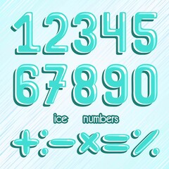Ice numbers set. Frozen numbers vector illustration.