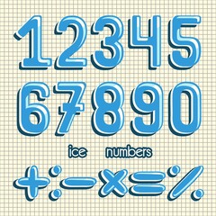 Ice numbers set. Frozen numbers vector illustration.