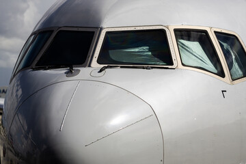 Airplane 777 cockpit, outside view - obrazy, fototapety, plakaty