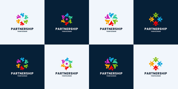 set of community group logo design template