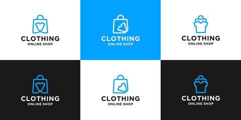set of minimalist clothing shop logo design for online shop and store