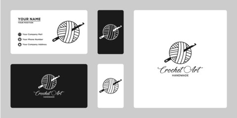 Handmade crochet and knitting logo design. For business authors of handicraft products. - obrazy, fototapety, plakaty