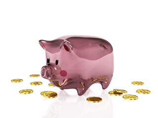 中が空っぽの透明な豚の貯金箱　ポンド