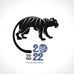 Fototapeta premium Year of the Tiger 2022. Year of the black water tiger on the Chinese calendar. Black Tiger Zodiac symbol. Chinese New Year. Pattern tiger vector illustration. 