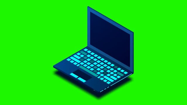 Programming or Software development loopable concept. Isometric Laptop with programming code. Programming concept. 4K seamless loop video footage.