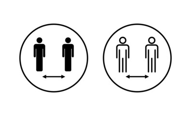 Social distance icons set. social distancing sign and symbol. self quarantine sign