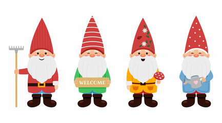 Set of little garden gnomes or dwarfs