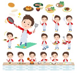 料理に関するセールスはっぴ男性のセット