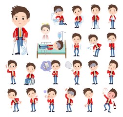 怪我や病気の状態のセールスはっぴ男性のセット