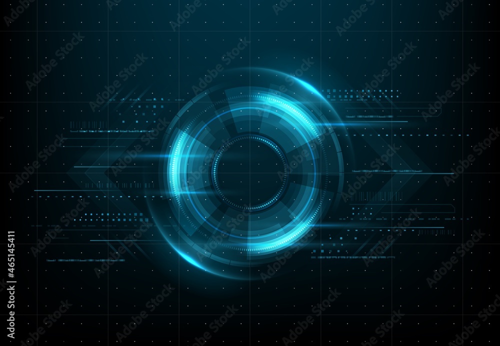 Poster Abstract cyber network, vision and digital communication, cloud storage and innovation technology, vector. Digital eye for data network and cyber security, futuristic virtual cyberspace and internet