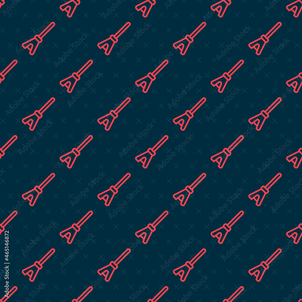 Poster red line mop icon isolated seamless pattern on black background. cleaning service concept. vector