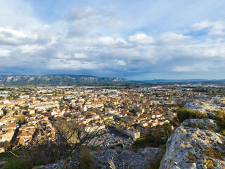 Town of Cavaillon in the Vaucluse in Provence in France which remains sunny despite the many clouds