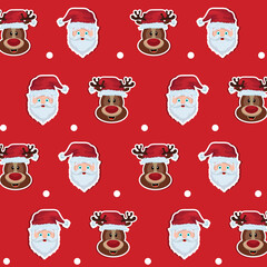 reindeer and santa claus pattern on christmas wrapping paper